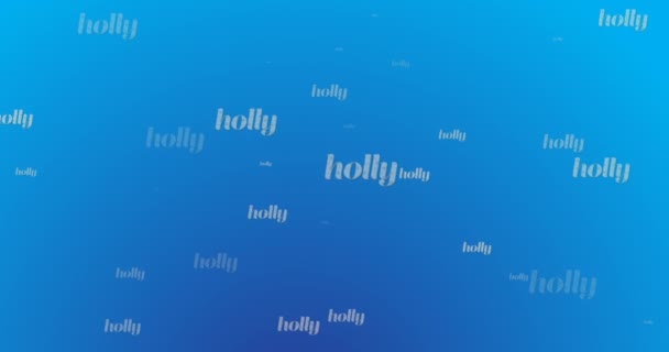 Animation Multiple Holly Texts Christmas Blue Background Christmas Winter Tradition — Stock Video
