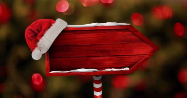 Animazione Freccia Natale Con Cappello Babbo Natale Luci Sfocate Natale — Video Stock