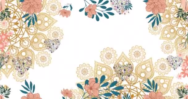 Animation Hearts Floral Pattern White Background Colour Pattern Concept Digitally — Stock Video