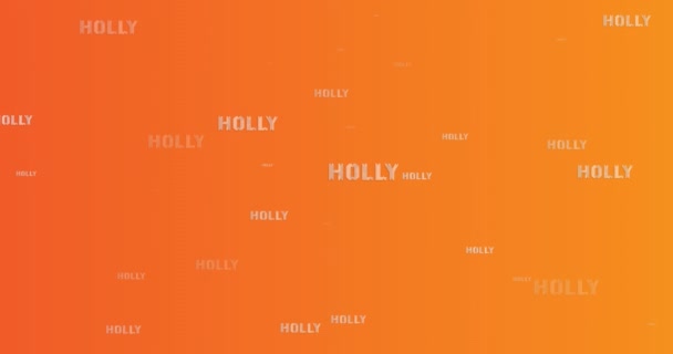 Animação Vários Textos Holly Natal Fundo Laranja Natal Inverno Tradição — Vídeo de Stock