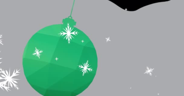 Animacja Świątecznych Płatków Śniegu Spadających Błyskotliwy Zimowy Krajobraz Czarnym Tle — Wideo stockowe