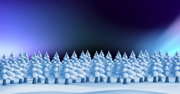 Animation Der Winterlandschaft Weihnachten Über Polarlichtern Weihnachten Winter Tradition Und — Stockvideo
