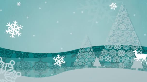 Анімація Санти Санчатах Різдво Над Снігом Падає Різдво Зима Традиція — стокове відео