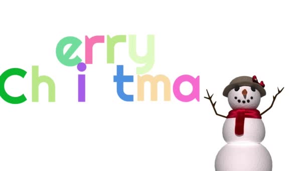 Kardan Adam Üzerine Mutlu Noeller Mesajı Noel Kış Gelenek Kutlama — Stok video