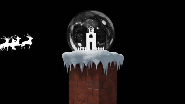 Animacja Kuli Śnieżnej Boże Narodzenie Nad Mikołajem Saniach Boże Narodzenie — Wideo stockowe
