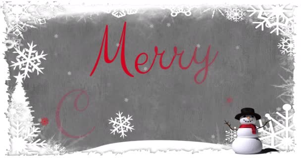 Animation Merry Christmas Text Snow Falling Christmas Winter Tradition Celebration — Stock Video