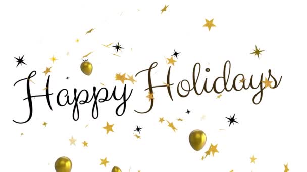 Animação Férias Felizes Texto Natal Sobre Estrelas Balões Natal Inverno — Vídeo de Stock