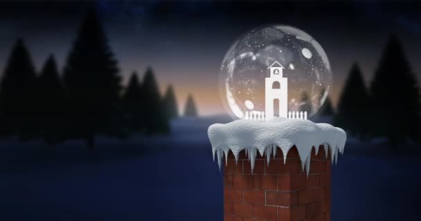 Animacja Kuli Śnieżnej Boże Narodzenie Zimowej Scenerii Boże Narodzenie Zima — Wideo stockowe