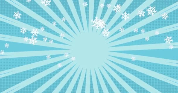 Animación Copos Nieve Navideños Cayendo Sobre Muñeco Nieve Sobre Fondo — Vídeos de Stock