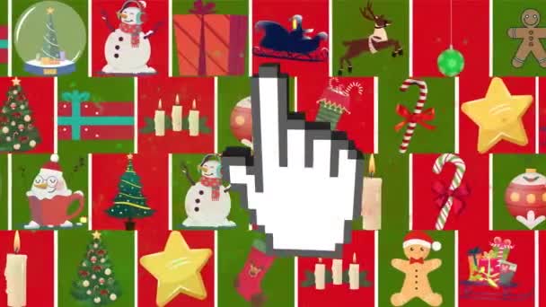 Animación Mano Digital Sobre Decoraciones Navideñas Navidad Invierno Tradición Concepto — Vídeo de stock