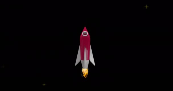 Animation Space Rocket Flying Space Stars Black Background Space Travel — Stock Video