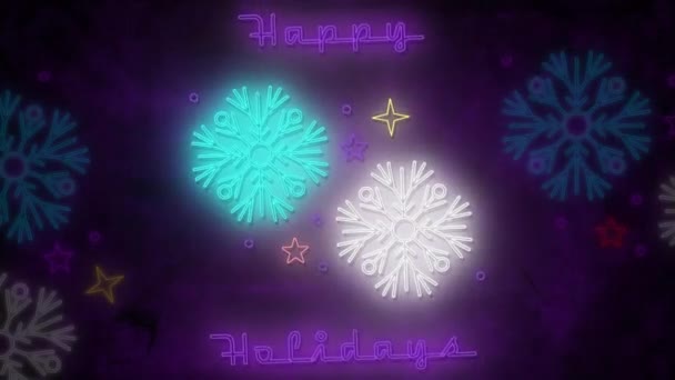 Animatie Van Gelukkige Vakantie Tekst Met Kerst Sneeuw Vallen Kerstmis — Stockvideo