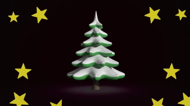크리스마스 스타의 애니메이션 배경의 전나무 떨어지고 크리스마스 디지털로 비디오 — 비디오