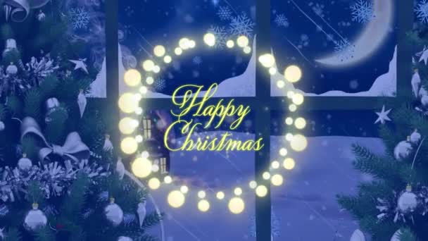 Animation Glad Jul Text Över Jul Dekorationer Jul Vinter Tradition — Stockvideo