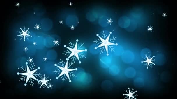 黒い背景に落ちるクリスマスの雪と光のアニメーション クリスマス お祝いのコンセプトをデジタルで — ストック動画
