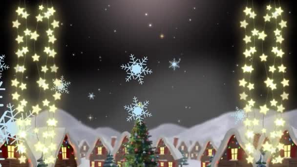 Animação Neve Caindo Sobre Árvore Natal Cenário Inverno Natal Inverno — Vídeo de Stock