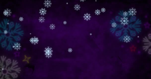 Animación Nieve Cayendo Navidad Sobre Fondo Azul Navidad Invierno Tradición — Vídeo de stock
