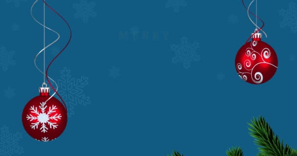 Animación Feliz Navidad Feliz Año Nuevo Texto Sobre Bolas Navidad — Vídeo de stock