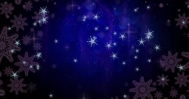 Анимация Снегопада Рождество Синем Фоне Рождество Зима Традиции Празднование Концепции — стоковое видео