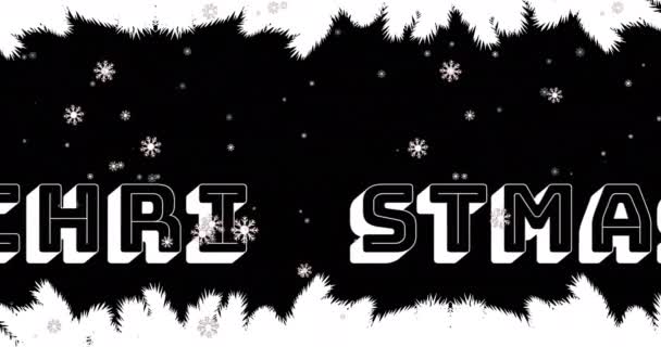 Animation Merry Christmas Text Snow Falling Christmas Winter Tradition Celebration — Stock Video