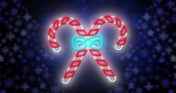 圣诞时糖果手杖在星空下的动画 圣诞节 传统和庆祝概念数字制作的视频 — 图库视频影像