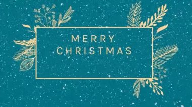 Mutlu Noel 'in animasyonu ve kar yağarken yazılan mutlu yıllar. Noel, kış, gelenek ve kutlama konsepti dijital olarak oluşturulmuş video.