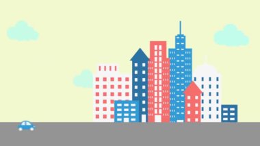 Şehrin her yerinde yüz maskesi takan kadın animasyonu. küresel covid 19 salgın konsepti dijital olarak oluşturulmuş video.