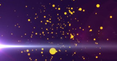 Mor arkaplana düşen altın noktaların animasyonu. kutlama ve şenlik konsepti dijital olarak oluşturulmuş video.