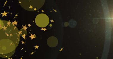 Işık noktaları ve siyah arka plandaki yıldızların animasyonu. parti ve kutlama konsepti dijital olarak oluşturulmuş video.