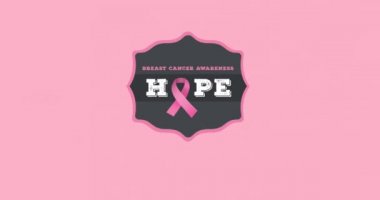 Pembe arka planda meme kanseri farkındalığı metninin animasyonu. Göğüs kanseri pozitif farkındalık kampanyası konsepti dijital olarak üretildi.