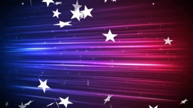 Mavi ve pembe arkaplandan düşen yıldızların animasyonu. Noel, gelenek ve kutlama konsepti dijital olarak oluşturuldu.