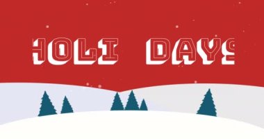 Noel 'de kış manzarası boyunca mutlu bayramlar mesajı. Noel, kış, gelenek ve kutlama konsepti dijital olarak oluşturulmuş video.
