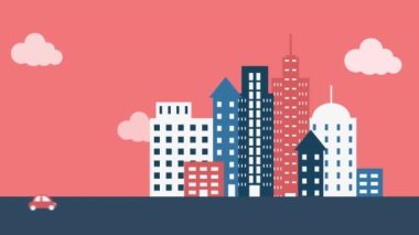 Şehrin her yerinde yüz maskesi takan kadın animasyonu. küresel covid 19 salgın konsepti dijital olarak oluşturulmuş video.