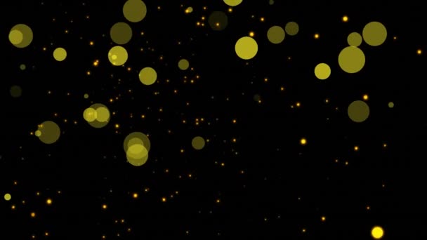 Κινούμενα Σχέδια Των Κίτρινων Κουκίδων Που Επιπλέουν Μαύρο Φόντο Ιδέα — Αρχείο Βίντεο