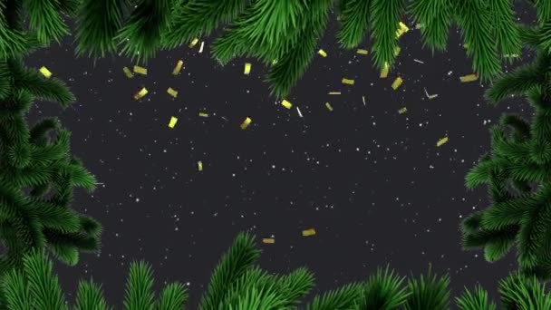 Animace Jedlí Vánoční Ozdoby Nad Padajícím Sněhem Vánoční Zimní Tradiční — Stock video