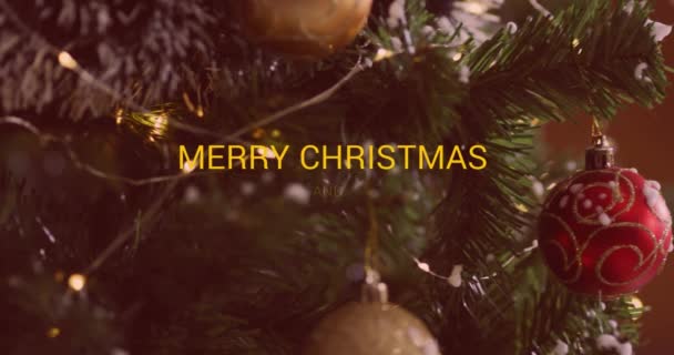 Animation Von Frohen Weihnachten Und Glücklichem Neuen Jahr Über Baum — Stockvideo