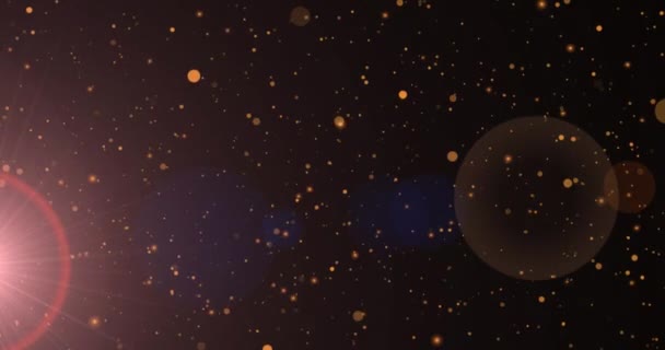 Animatie Van Zonnestralen Gouden Stippen Zwarte Achtergrond Viering Festiviteit Concept — Stockvideo
