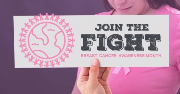 Animation Des Brustkrebssensibilisierungstextes Über Kaukasische Frau Konzept Der Kampagne Zur — Stockvideo