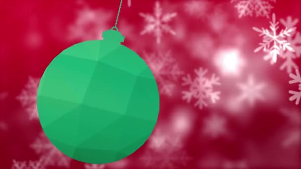Animacja Śniegu Spadającego Bombkę Boże Narodzenie Boże Narodzenie Zima Tradycja — Wideo stockowe