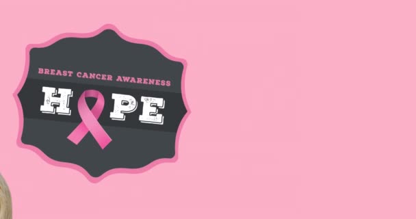 Animation Breast Cancer Awareness Text Πάνω Από Λευκή Γυναίκα Έννοια — Αρχείο Βίντεο