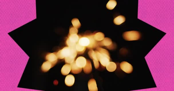 Animación Estrella Púrpura Sobre Brillantes Bengalas Navidad Tradición Concepto Celebración — Vídeo de stock