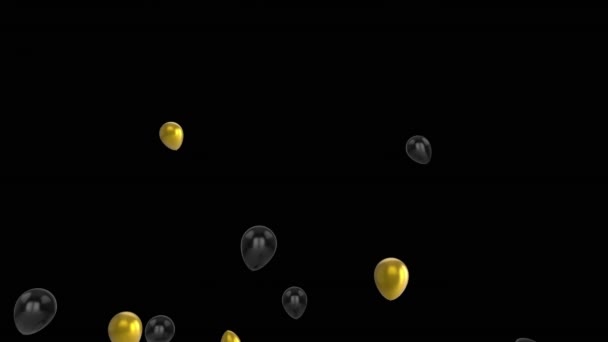 Animação Balões Estrelas Sobre Fundo Preto Festa Celebração Conceito Vídeo — Vídeo de Stock