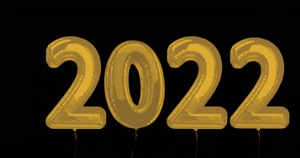 2022年的动画以黑色背景的恒星为背景 派对及庆祝活动概念数码影片 — 图库视频影像