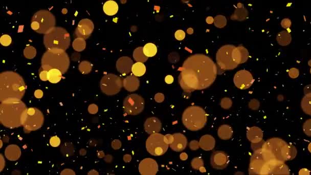 Animazione Puntini Dorati Coriandoli Sfondo Nero Celebrazione Concetto Festa Video — Video Stock