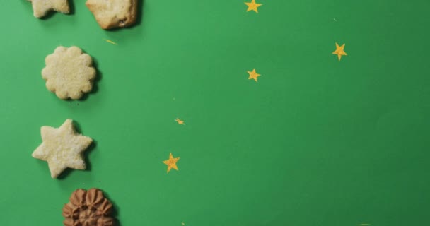 Анимированный Текст Желаний Над Кулинарией Зеленом Фоне Рождество Традиции Концепция — стоковое видео