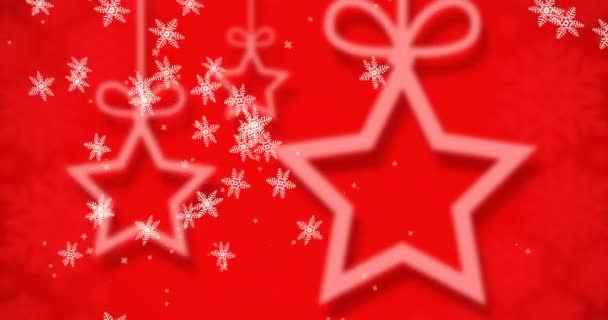 Animacja Wesołych Świąt Tekst Nad Gwiazdami Śnieg Spada Boże Narodzenie — Wideo stockowe