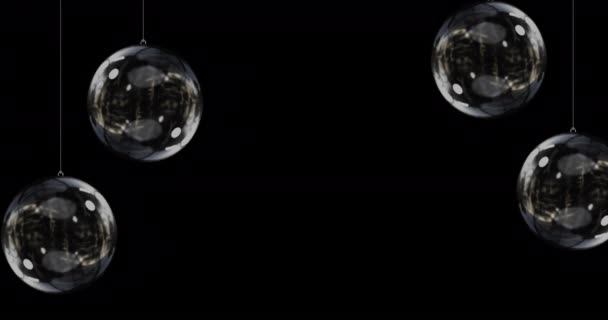 Animatie Van Vrolijke Kersttekst Boven Kerstballen Kerstmis Winter Traditie Viering — Stockvideo