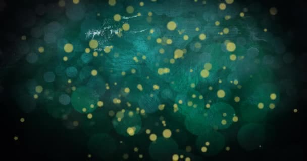 Animation Von Goldenen Punkten Die Auf Grünen Hintergrund Fallen Feier — Stockvideo