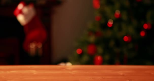 Noel Süslemeleriyle Ilgili Mutlu Noel Mesajlarının Animasyonu Noel Kış Gelenek — Stok video
