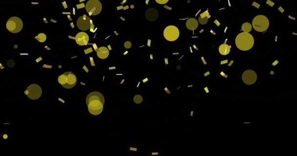 Animación Manchas Luz Confeti Sobre Fondo Negro Concepto Fiesta Celebración — Vídeo de stock